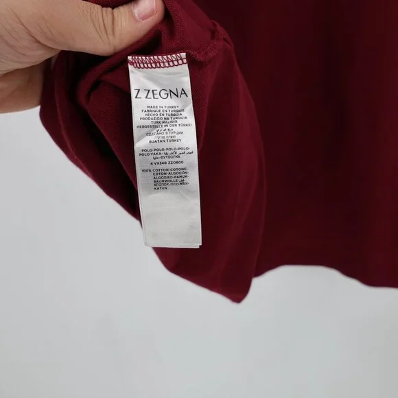 Z ZEGNA Shirt MENS 2XL Polo Maroon Short sleeve Cotton embroidered logo casual - Picture 5 of 10